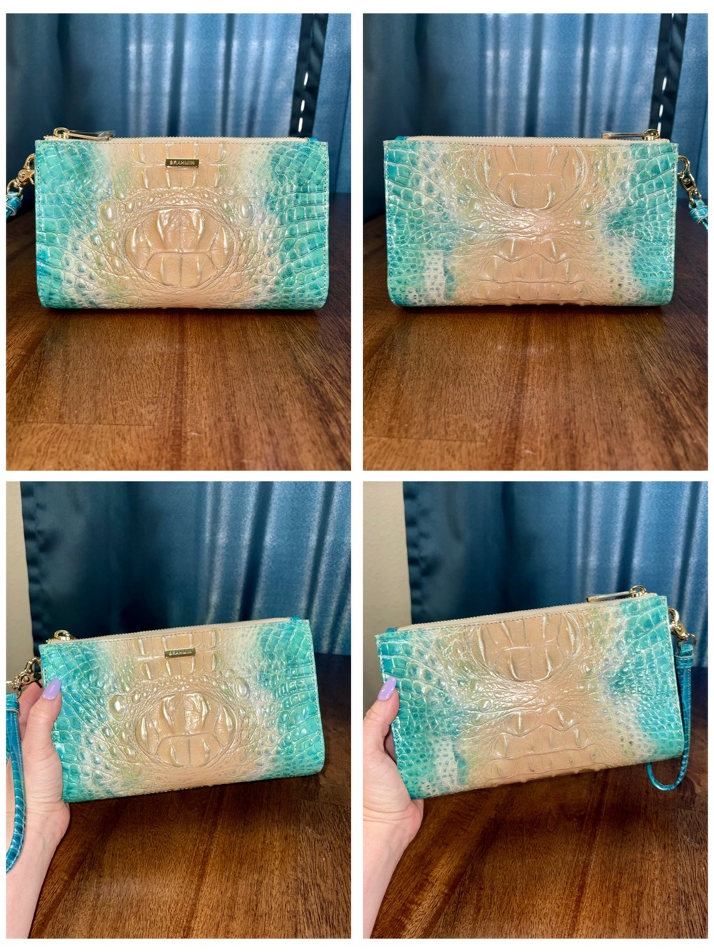 Brahmin EUC Daisy - Ocean Ombré - Perfect EYE - VERY HTF, RARE - Clutch/Wristlet - Picture 9 of 16